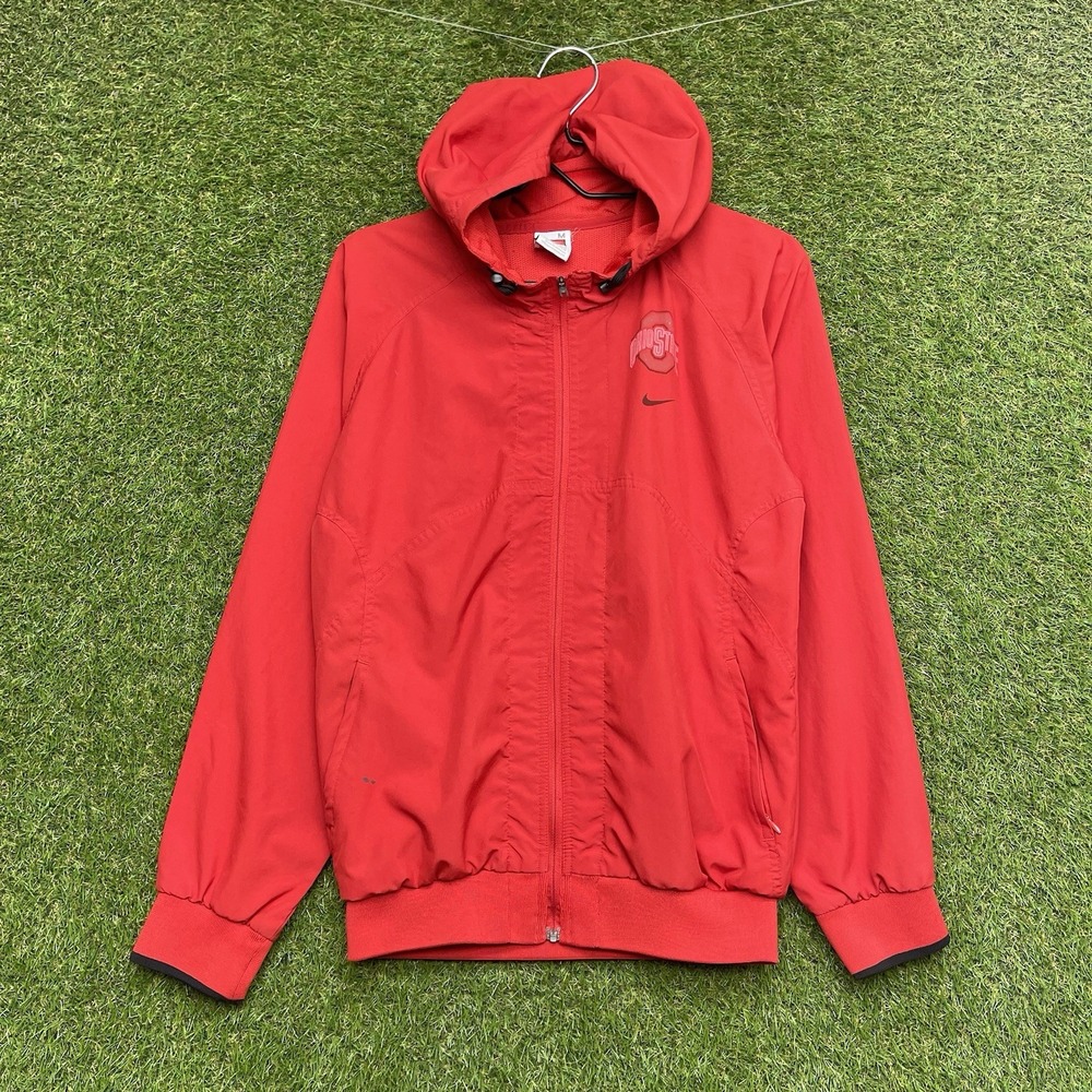 Ohio State Buckeyes Jacket Mens Medium Red OSU Zip Up NCAA Football Windbreaker